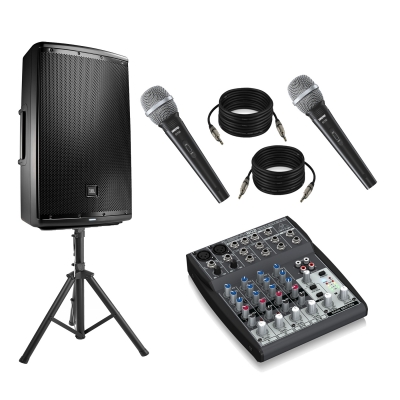 Caixa Ativa JBL Eon 615 + Tripé +Microfone shure sv100 + Cabos + mesa soundcraft sx802fx