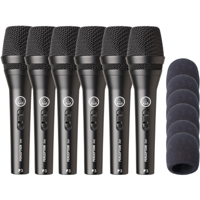 Microfone AKG P3S vocal + Espuma kit Com 6 Unidades