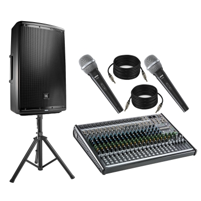 Caixa Ativa JBL Eon 615 + Tripé +Microfone shure sv100 + Cabos + mesa mackie profx22